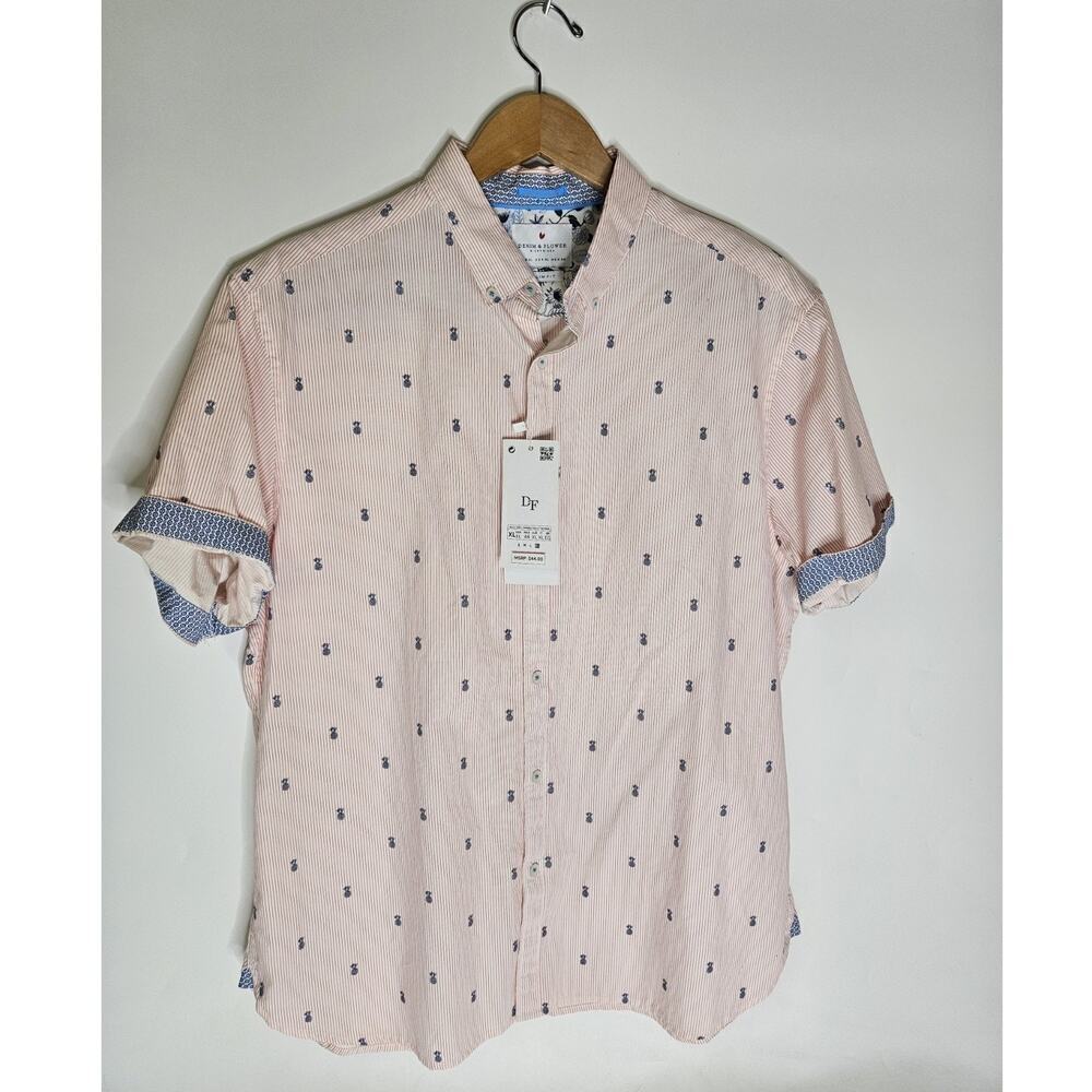 Denim & Flowers Ricky Sing Shirt Slim Fit Flamingo Printed Slim Fit XL